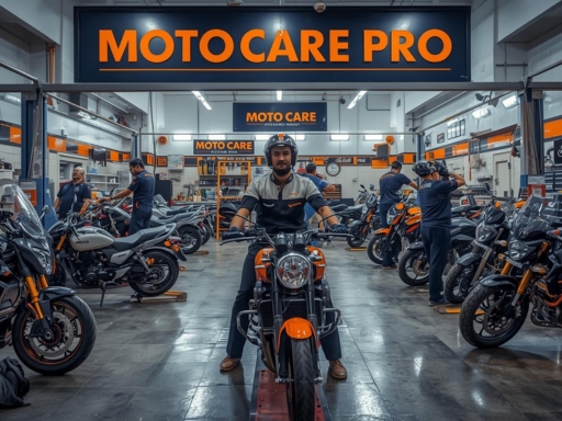 Professional motorcycle repair workshop